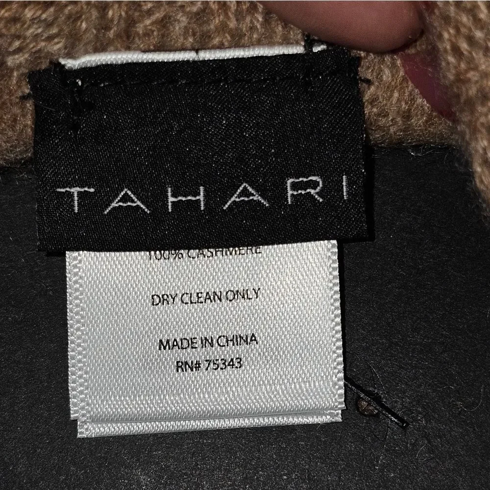 TAHARI Women's 100% 2 ply Cashmere tan mittens